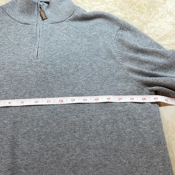 Mark Law Men’s Large Gray Sweater Mock Neck Long Sleeve Zip 100% Cotton - Picture 6 of 11